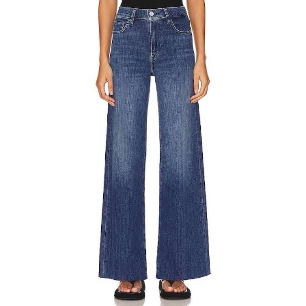 NWT Frame Le Slim Palazzo Wide-Leg Jeans Dark Blue 28